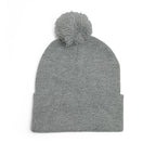 Embroidered Shield Crest Pom-Pom Beanie
