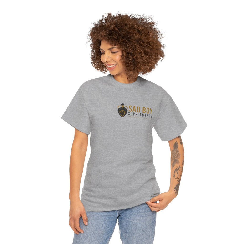 Sad Boy Supplements Tee — Vintage Crest Logo T-Shirt
