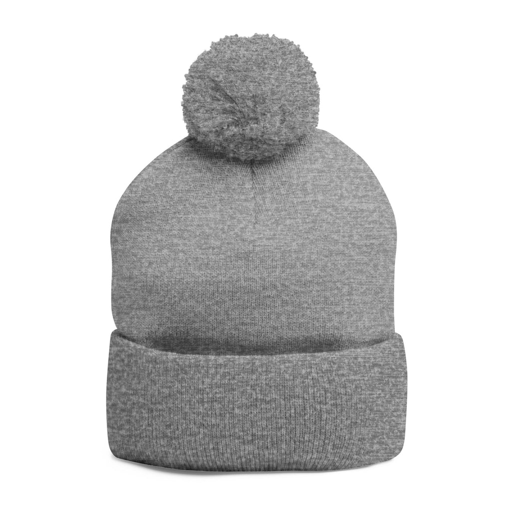 Embroidered Shield Crest Pom-Pom Beanie