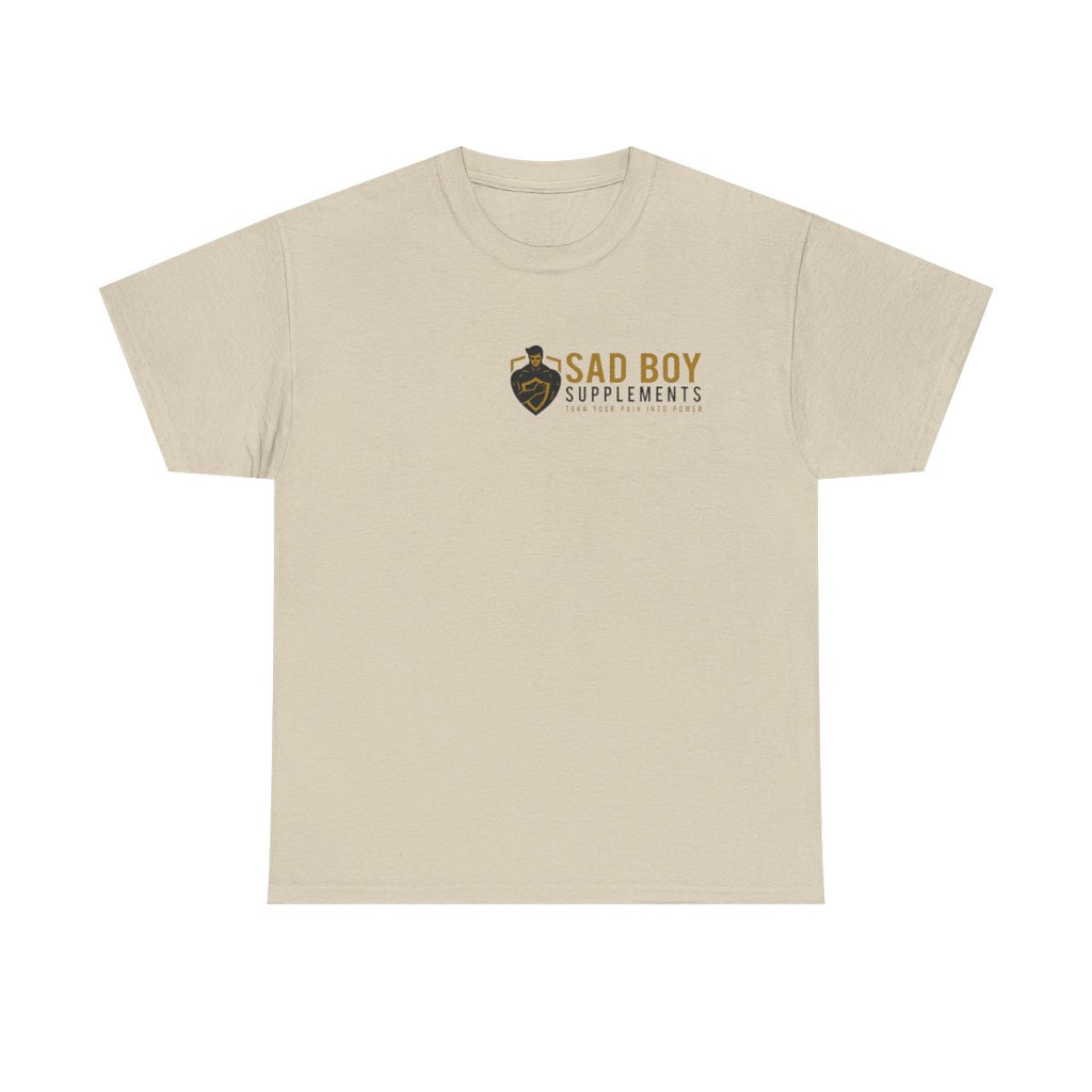 Sad Boy Supplements Tee — Vintage Crest Logo T-Shirt