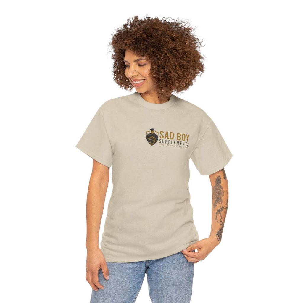 Sad Boy Supplements Tee — Vintage Crest Logo T-Shirt