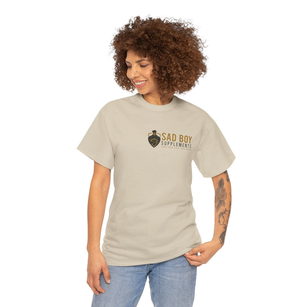Sad Boy Supplements Tee — Vintage Crest Logo T-Shirt