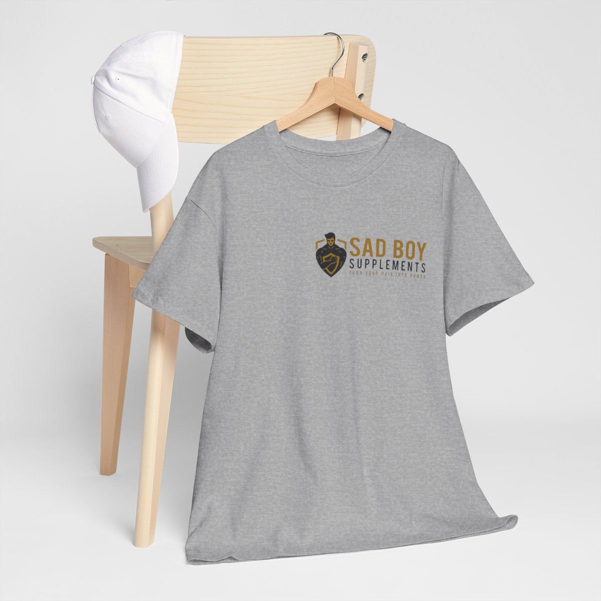 Sad Boy Supplements Tee — Vintage Crest Logo T-Shirt
