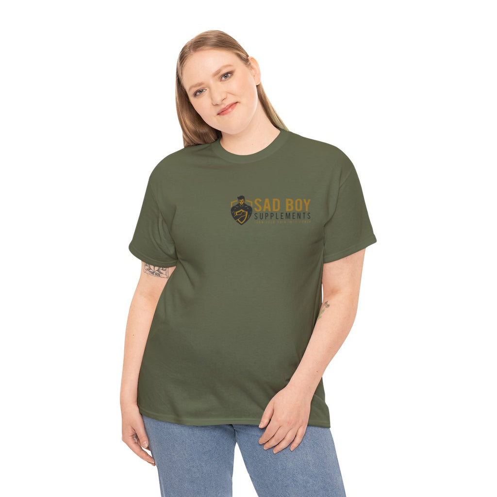 Sad Boy Supplements Tee — Vintage Crest Logo T-Shirt