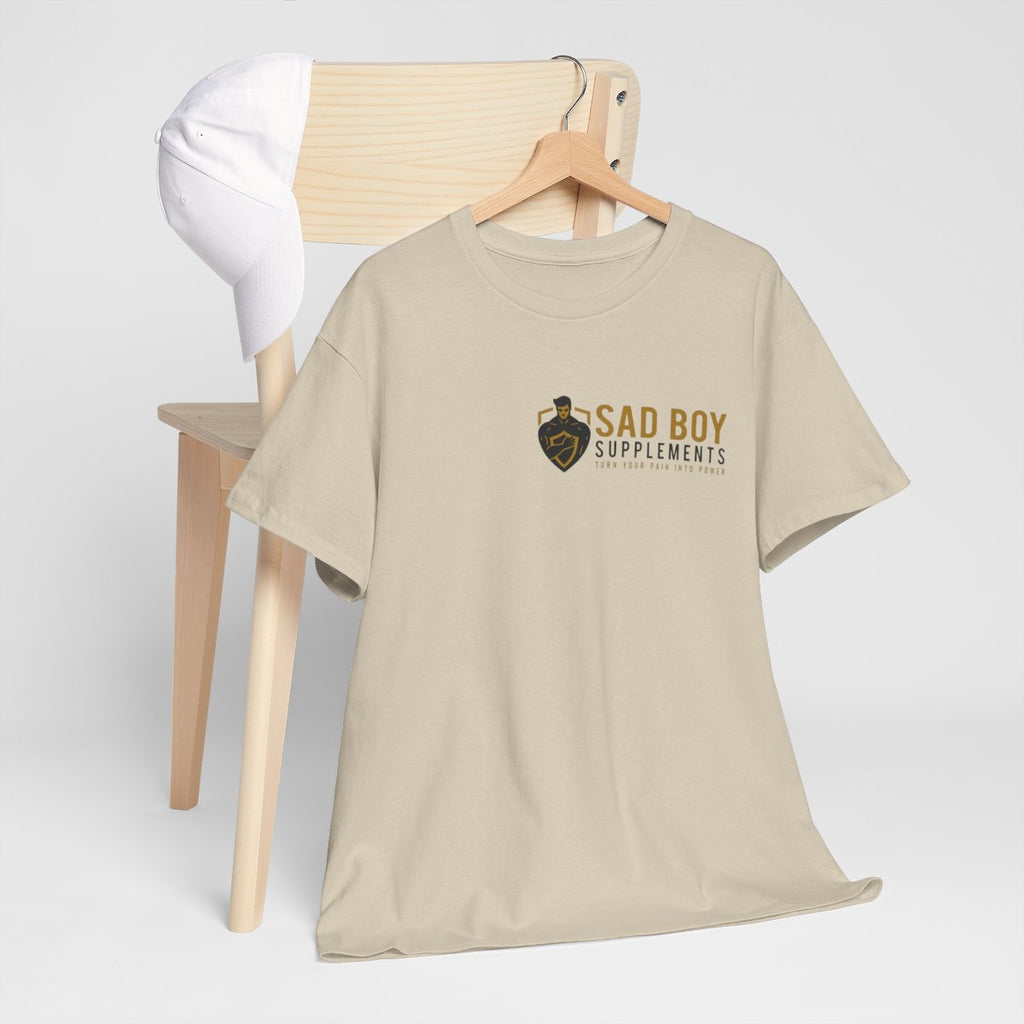 Sad Boy Supplements Tee — Vintage Crest Logo T-Shirt
