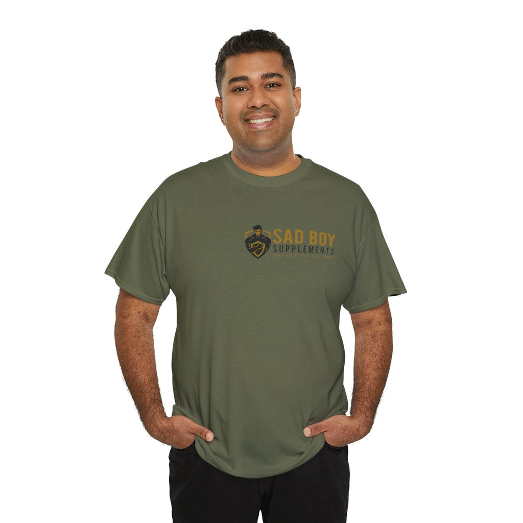 Sad Boy Supplements Tee — Vintage Crest Logo T-Shirt