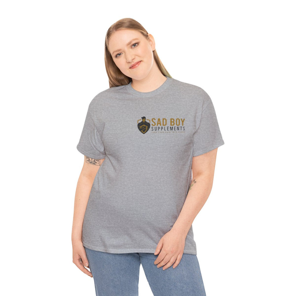 Sad Boy Supplements Tee — Vintage Crest Logo T-Shirt