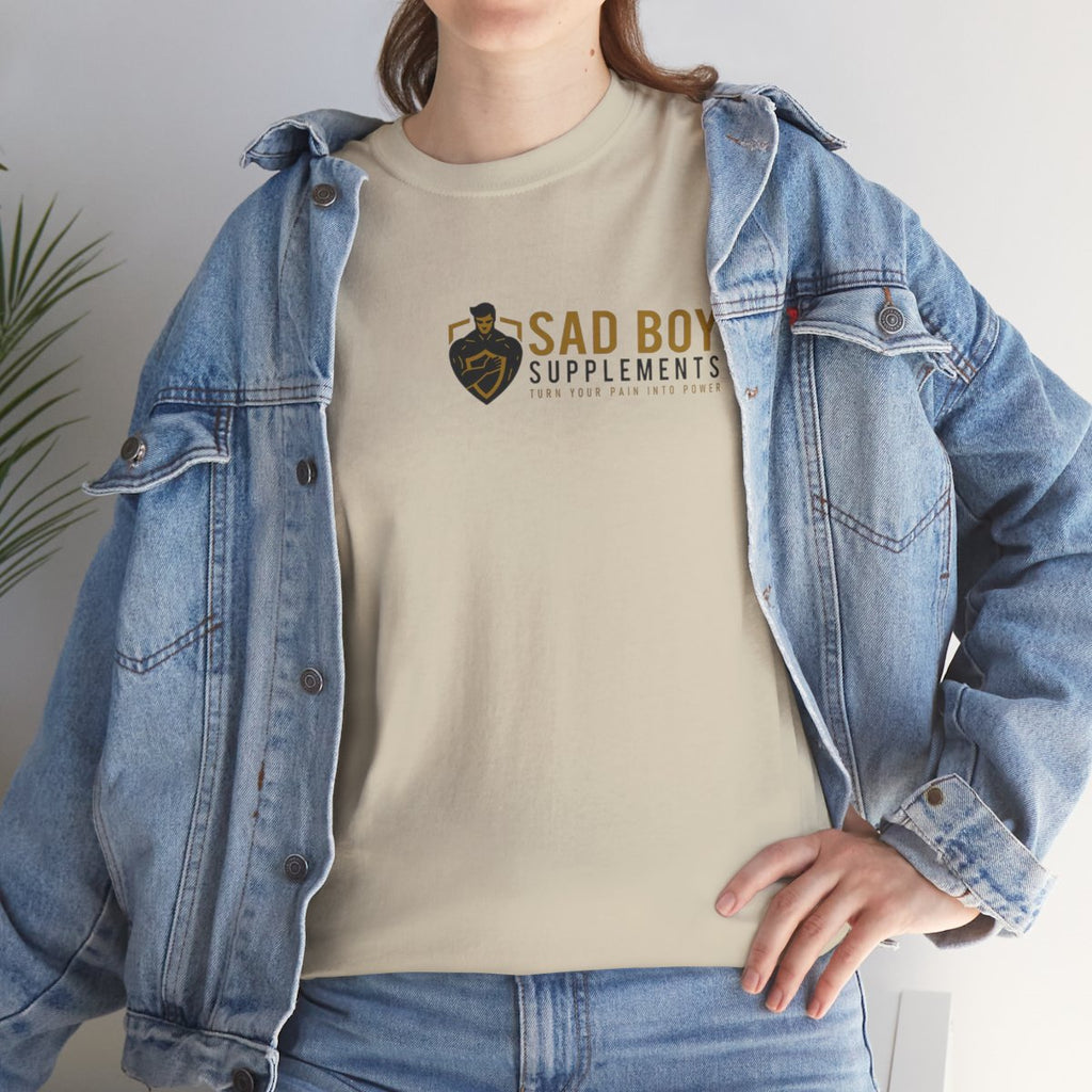 Sad Boy Supplements Tee — Vintage Crest Logo T-Shirt