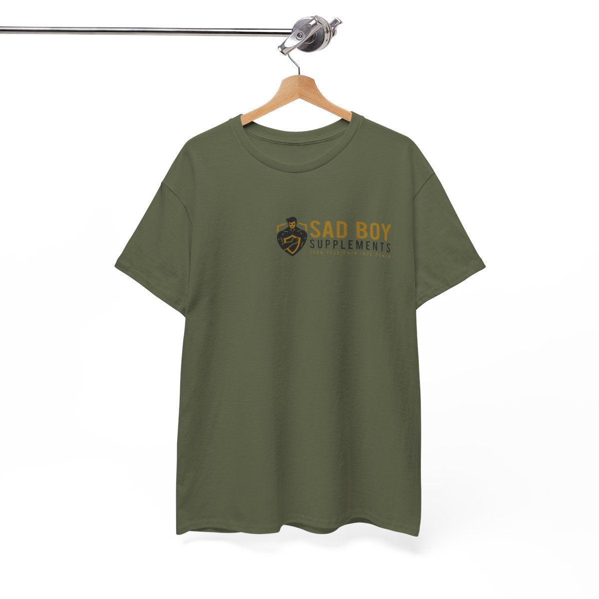 Sad Boy Supplements Tee — Vintage Crest Logo T-Shirt