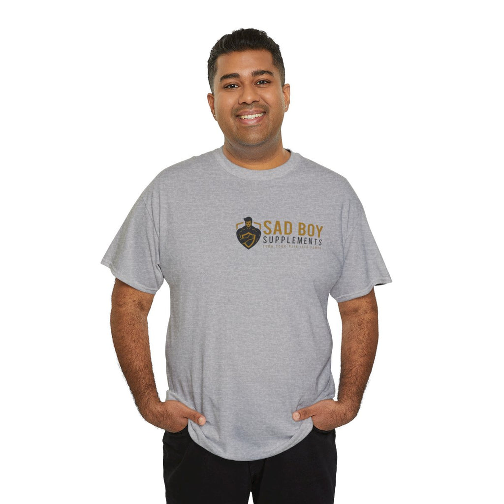 Sad Boy Supplements Tee — Vintage Crest Logo T-Shirt