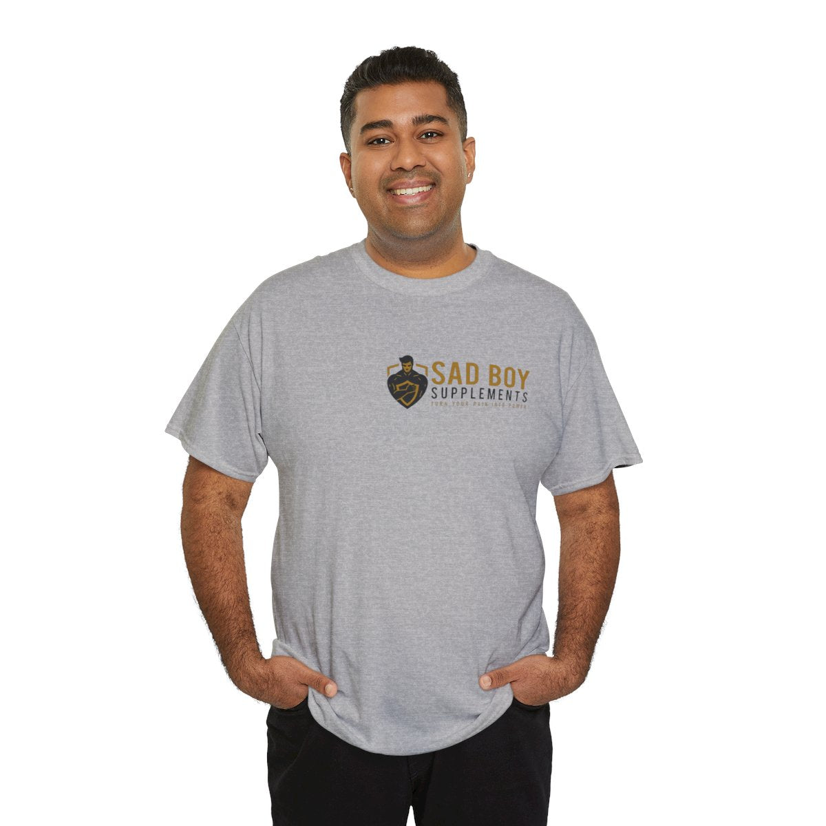 Sad Boy Supplements Tee — Vintage Crest Logo T-Shirt