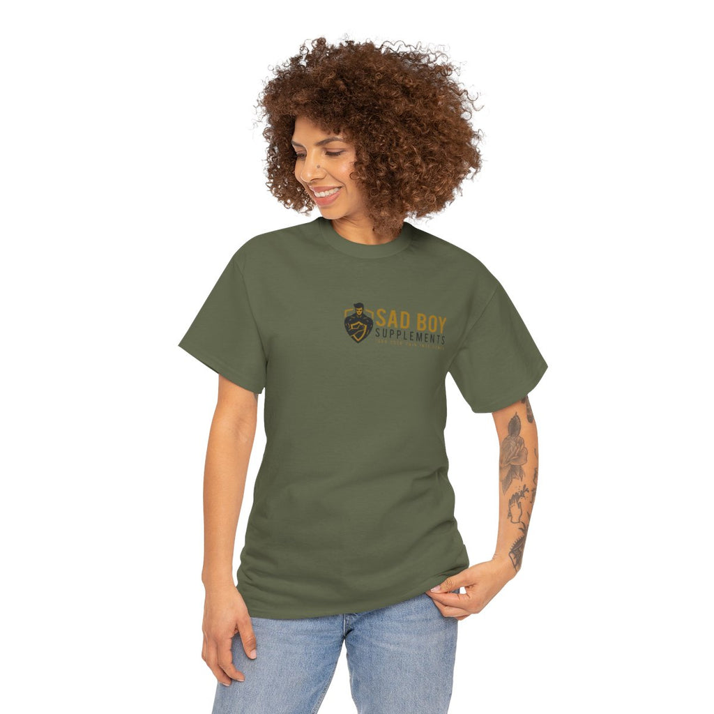 Sad Boy Supplements Tee — Vintage Crest Logo T-Shirt